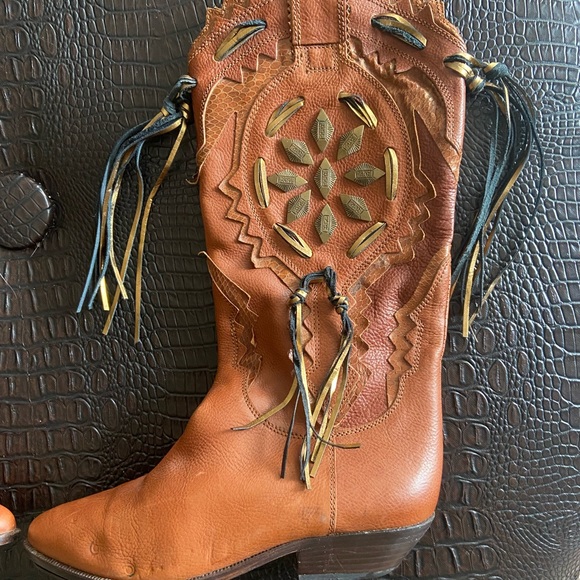 Vintage Italian Leather Cowboy Boots - Made in Italy - Picture 3 of 15